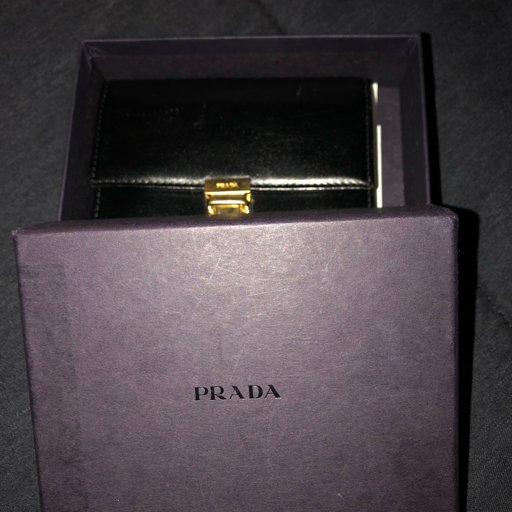 Prada Portamonete Vitelli Pocket Nero Wallet